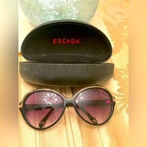 Escada Black Frame Sunglasses with Gold Detail